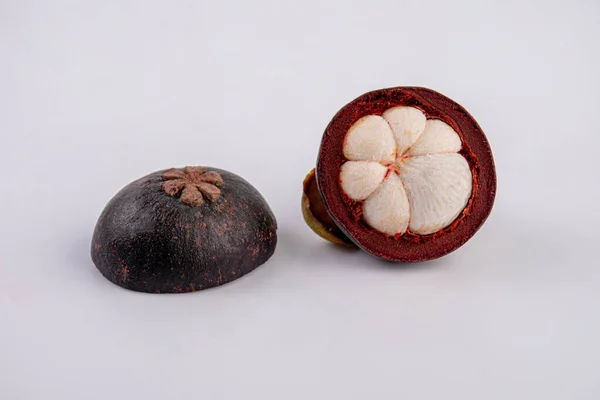 Mangosteen Frugt Isoleret Gennemsigtig Baggrund - Stock-foto