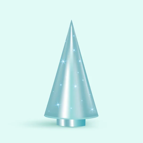 Realistico albero di cono blu 3d isolato su sfondo azzurro. Addobbi natalizi. Buon Natale e Capodanno sfondo. Design creativo per le vacanze. Ciao Composizione invernale. Illustrazione vettoriale — Vettoriale Stock