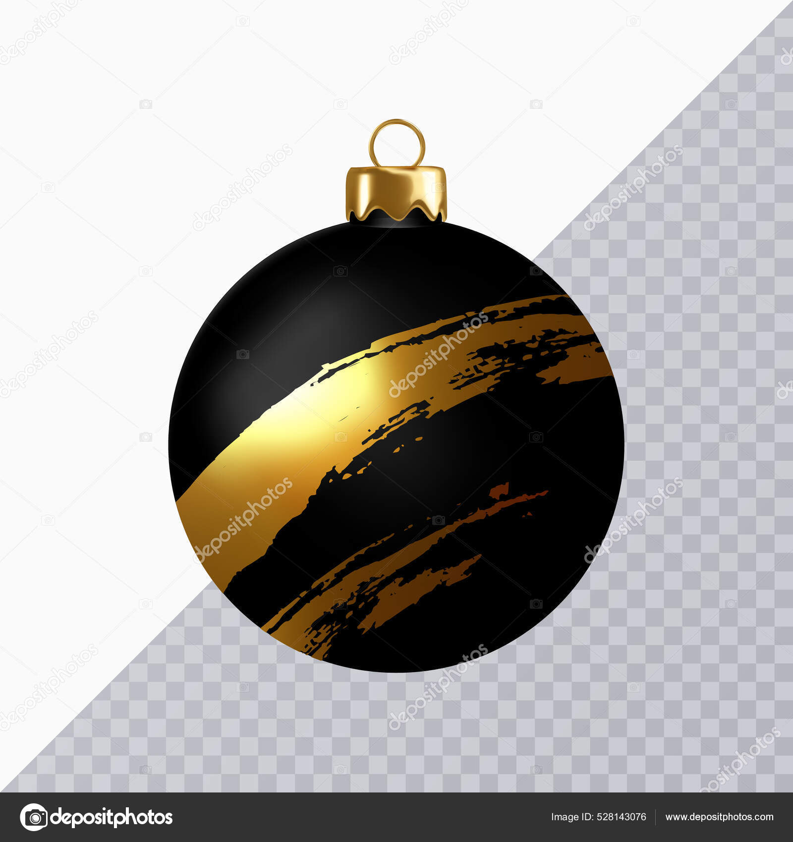 Gold Christmas Baubles Clipart, Black and Gold Christmas Balls