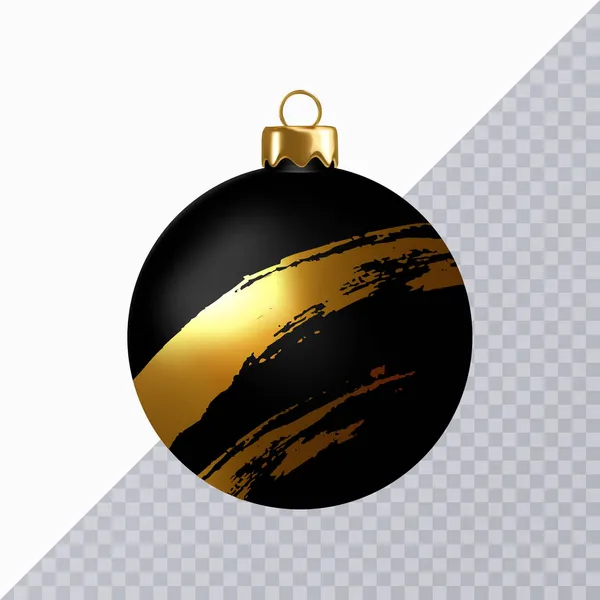 Elegante bola de Navidad negra de lujo con patrón abstracto aislado en blanco. Ilustración vectorial — Vector de stock