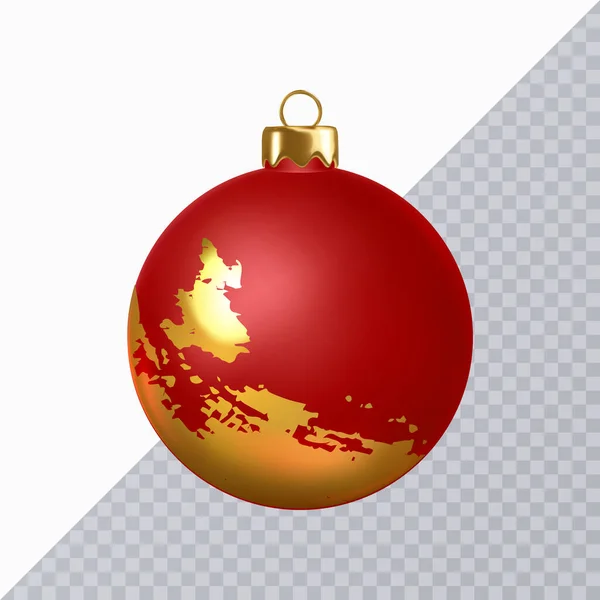 Elegante bola de Navidad roja de lujo con patrón abstracto dorado aislado en blanco. Ilustración vectorial — Archivo Imágenes Vectoriales