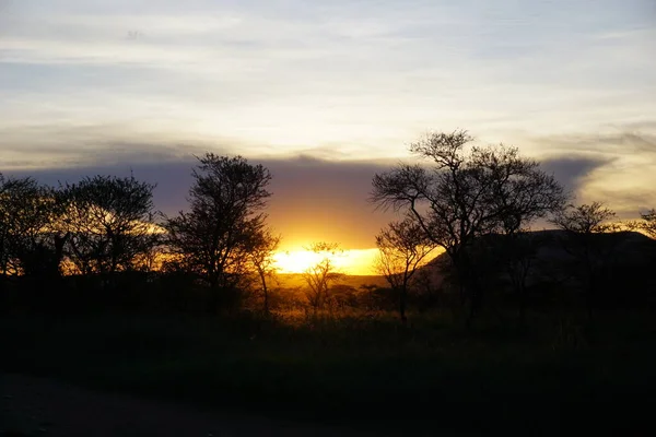 Beautiful Sunset Campsite Serengeti Tanzania 2021 — Stock Photo, Image