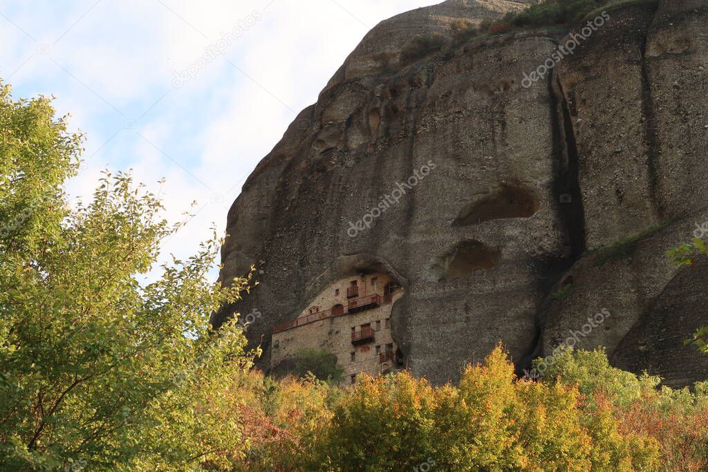 Catching a glimpse of the spectactular Monastery of Saint Nikolaos Badovas, Meteora, Greece 2021