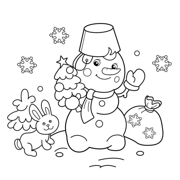 Cute Happy Little Boy and Girl Making Snowman on Christmas Holiday Cartoon Coloring  Set Pages for Kids and Adult - MasterBundles