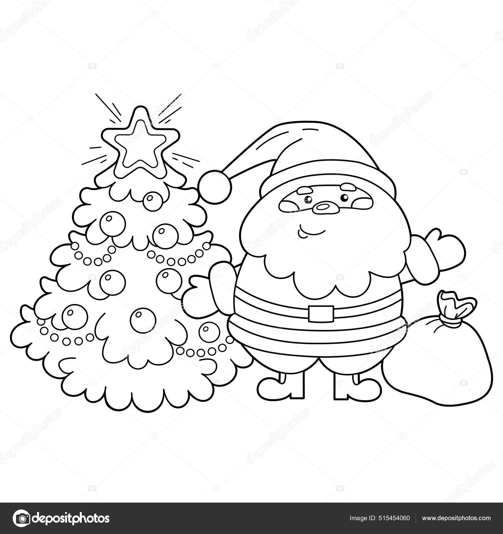 desenho de natal papai noel com saco para colorir 8823159 Vetor no Vecteezy
