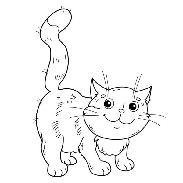 Coloring Page Outline Cartoon Fat Cat Pets Coloring Book Kids — Stock Vector
