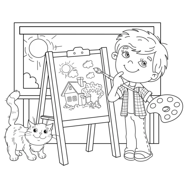 Coloring Page Easel Illustration Children Stock Illustration