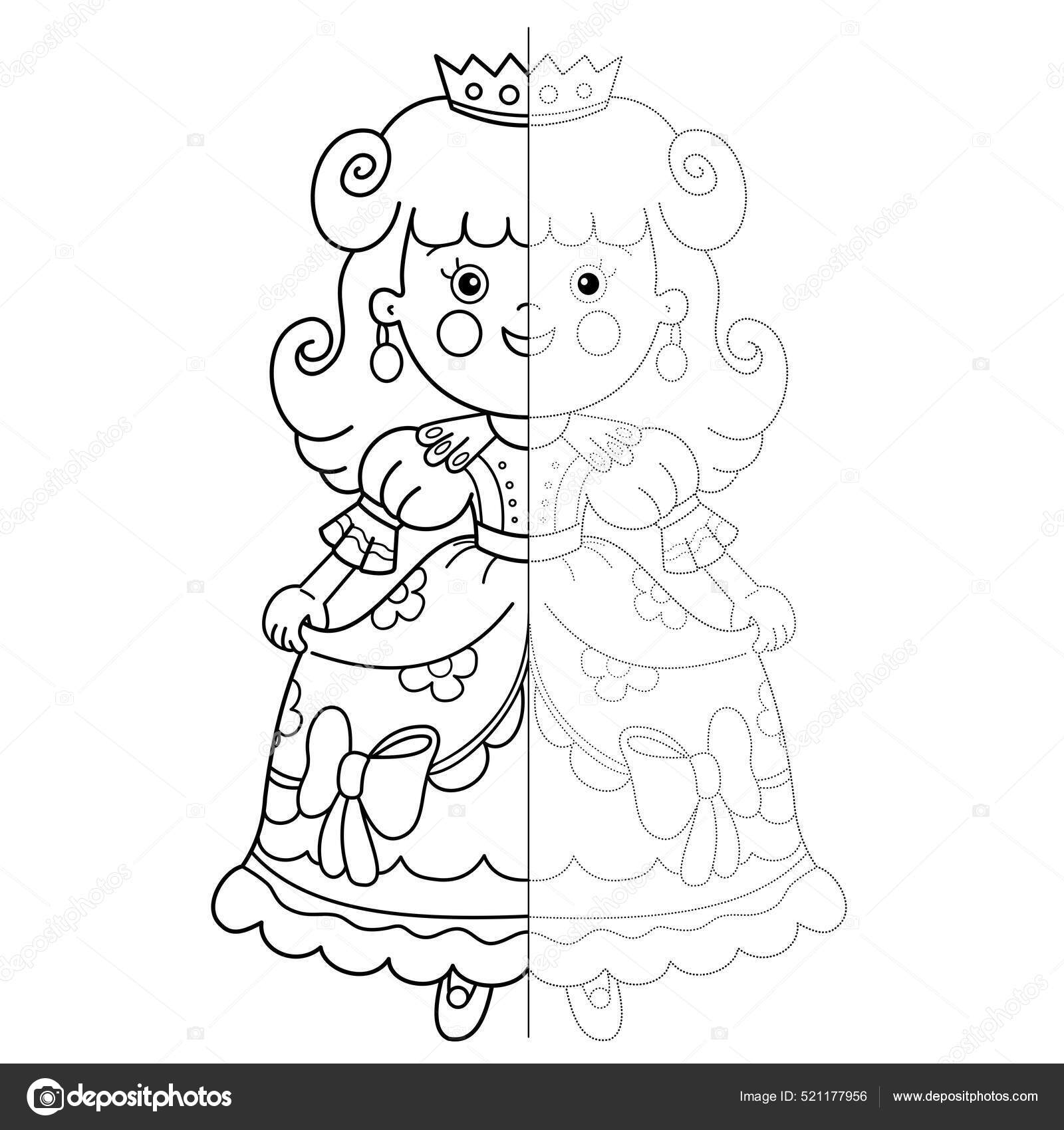 Desenho de princesa linda no castelo para colorir