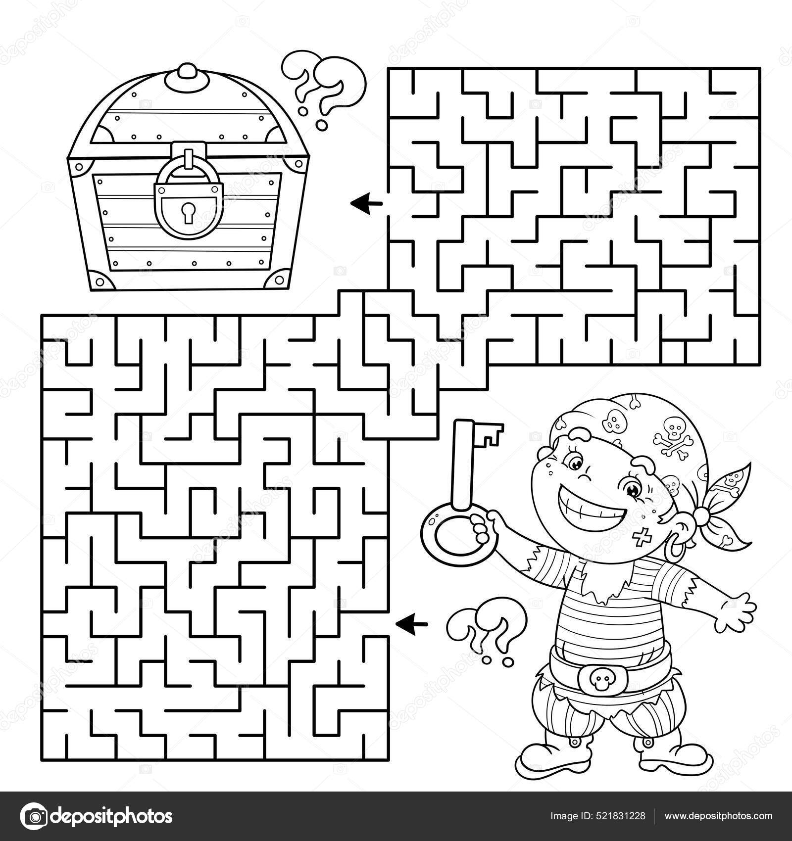Laberinto Juego Laberinto Puzzle Pagina Para Colorear Esquema Dibujos Animados Vector Grafico Vectorial C Oleon17 Imagen 521831228