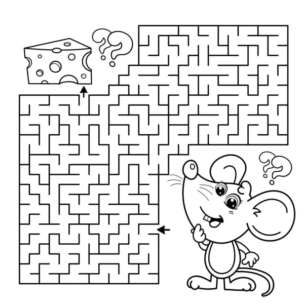 Labyrinth Oder Labyrinth Spiel Puzzle Malvorlagen Umriss Der Zeichentrick Spaß — Stockvektor