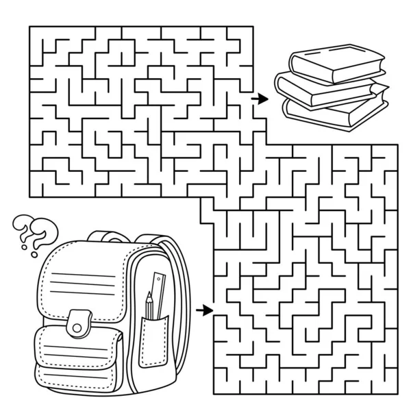 Labyrinthe Jeu Labyrinthe Puzzle Coloriage Aperçu Caricature Enfants Cartable Sac — Image vectorielle