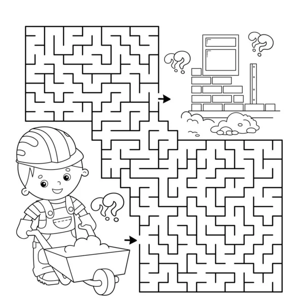Labyrinthe Jeu Labyrinthe Puzzle Coloriage Aperçu Constructeur Dessins Animés Avec — Image vectorielle
