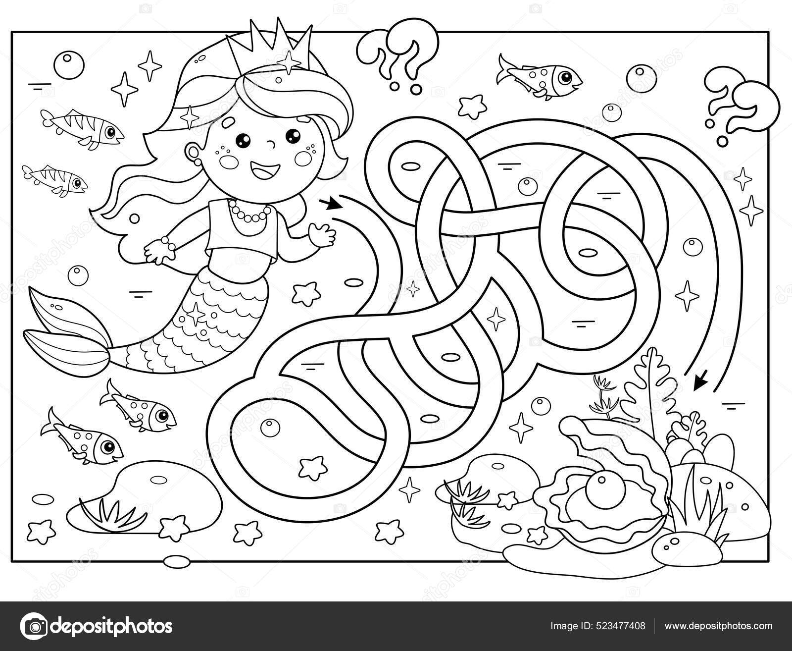 Mermaid Coloring Book for Kids: Activity Book Fun with Mazes, Word Search,  Tic Tac Toe, Dot to Dot, Coloring Pages & Scissor Skills -- 100 Magical