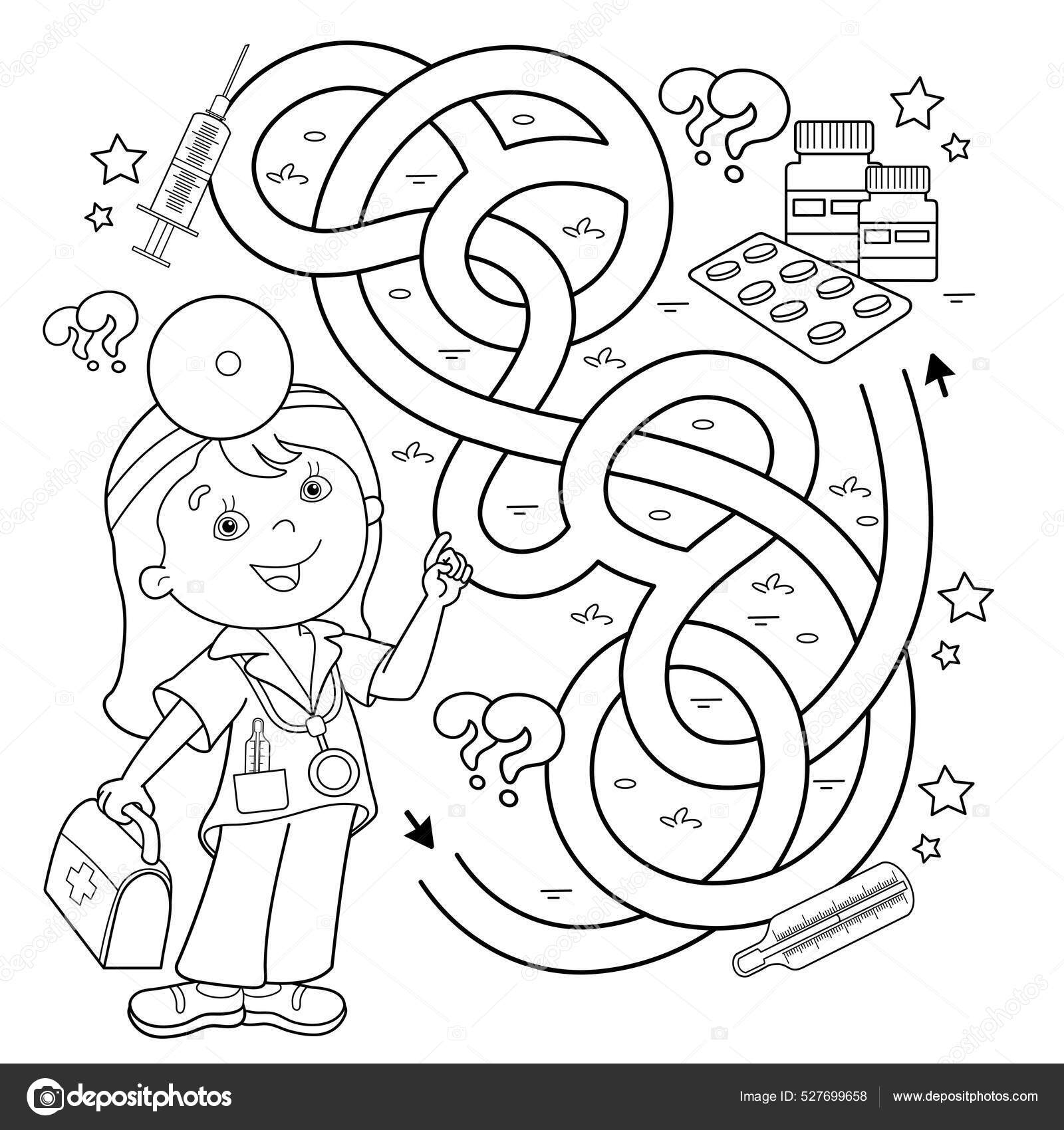 Labyrinthe Jeu Labyrinthe Puzzle Route Embrouillée Coloriage Aperçu Camion  Dessin Vecteur par ©Oleon17 529913474