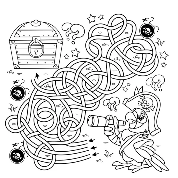 Labirinto Labirinto Puzzle Estrada Inclinada Desenho Desenho Desenhos Animados Pirata — Vetor de Stock