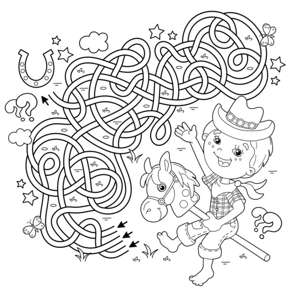 Labyrinthe Jeu Labyrinthe Puzzle Route Embrouillée Coloriage Contour Dessin Animé — Image vectorielle