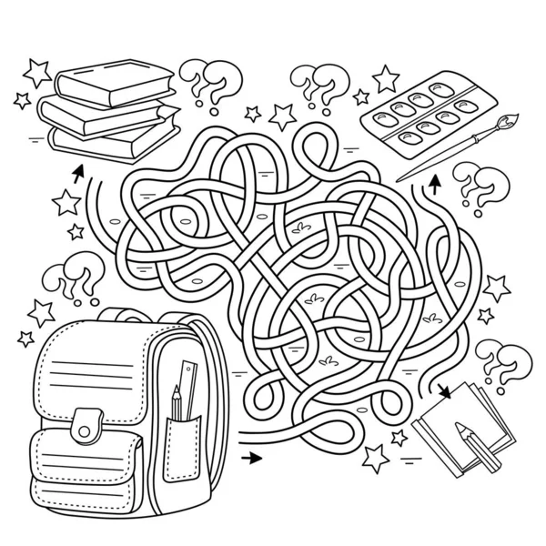 Labyrint Nebo Labyrint Puzzle Zamotaná Cesta Omalovánky Obrys Kreslených Dětských — Stockový vektor
