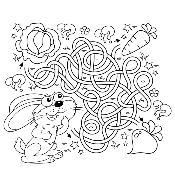 Labyrinthe Jeu Labyrinthe Puzzle Route Embrouillée Coloriage Aperçu Dessin Animé — Image vectorielle