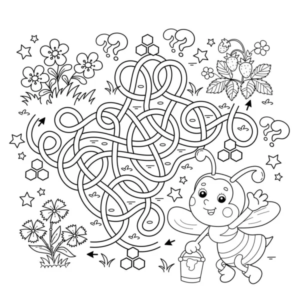 Labirinto Labirinto Puzzle Estrada Inclinada Desenho Desenho Desenhos Animados Pequena — Vetor de Stock