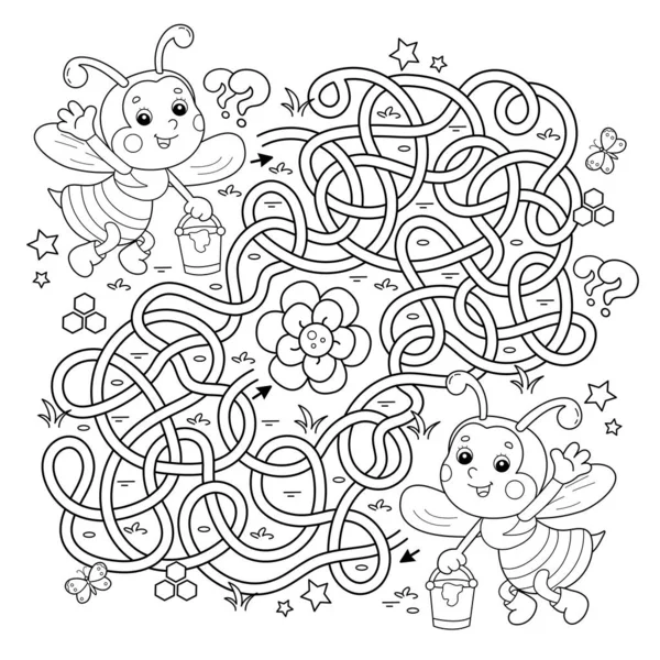 Labirinto Labirinto Puzzle Estrada Inclinada Desenho Desenhos Animados Com Balde —  Vetores de Stock