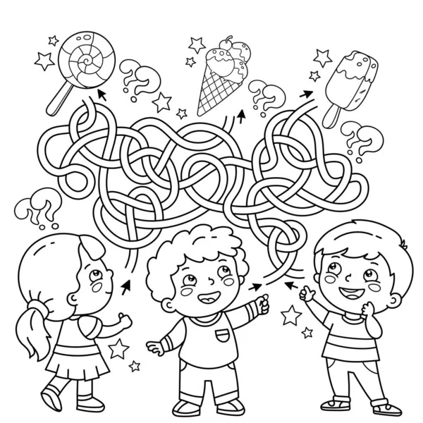 Labirinto Labirinto Puzzle Estrada Inclinada Desenho Página Colorir Crianças Dos —  Vetores de Stock
