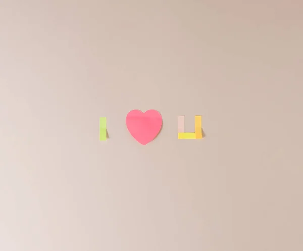 I love you background made out of colorful post it notes. Minimal concept.