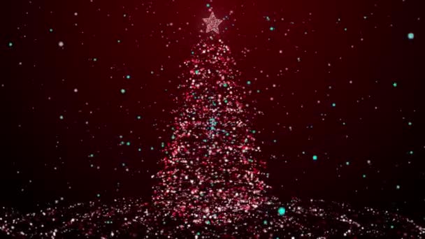 Particella Rossa Albero Natale Sfondo — Video Stock