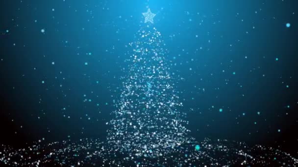 青い粒子クリスマスツリーの背景 — ストック動画