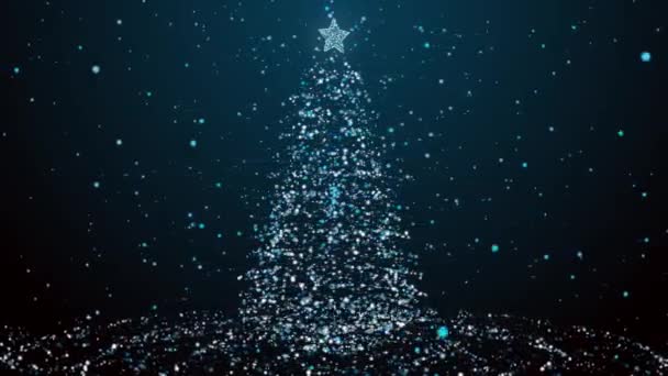 Particella Blu Albero Natale Sfondo — Video Stock