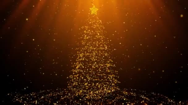 Ouro Mágico Árvore Natal Fundo — Vídeo de Stock