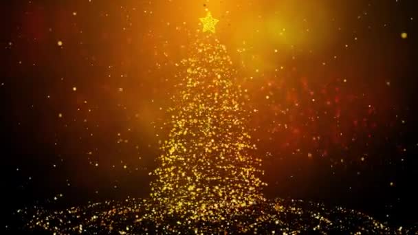 Goldene Magische Weihnachtsbaum Hintergrund — Stockvideo