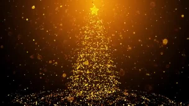 Ouro Mágico Árvore Natal Fundo — Vídeo de Stock