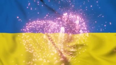 Ukrayna bayrağında zafer havai fişekleri