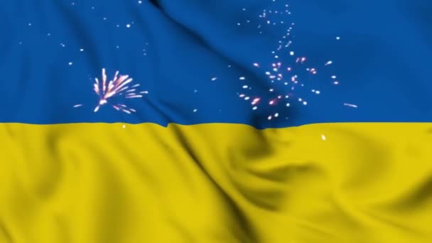 Feux Artifice Victorieux Sur Drapeau Ukrainien — Video