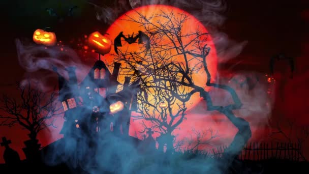 Feliz Halloween Espeluznante Humo Fondo — Vídeos de Stock