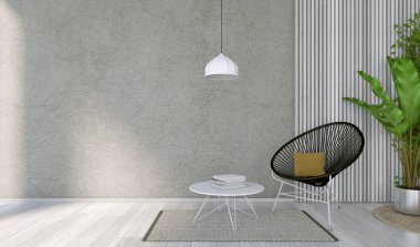 Metalik bir koltuğun iç çekimleri ve üzerinde kitaplar olan bir masa. Arka planda beyaz ahşap bir astar var. Masada kitaplarla birlikte bir ışık uyumu var. Sol tarafta, resim boş bir alanla devam ediyor.