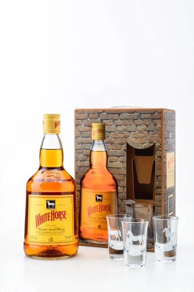 基辅乌克兰 2021年8月25日 白马威士忌 White Horse Scotch Whisky 是一种苏格兰威士忌 由James Logan 图库图片