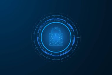 Siber güvenlik teknolojisi konsepti, devre kartında anahtar deliği simgesi olan kalkan, kişisel veri 