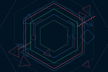 Vektör bilim kurgu altıgen geleceksel model, yenilik gelecekteki teknoloji arka planı,