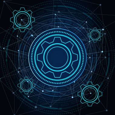 dijital teknoloji ve mühendislik, dijital telekomünikasyon konsepti, yüksek teknoloji, fütüristik teknoloji arka planı, vektör illüstrasyonu.