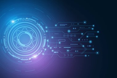 dijital teknoloji ve mühendislik, dijital telekomünikasyon konsepti, yüksek teknoloji, fütüristik teknoloji arka planı, vektör illüstrasyonu.