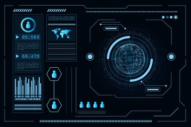 Fütüristik teknoloji soyut şablon, yenilikçi sanal kullanıcı arayüzleri, HUD, ok hızı arkaplan vektörü