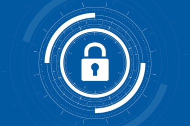 Siber güvenlik teknolojisi konsepti, Kalkan Anahtar Deliği simgesi, kişisel veri , 