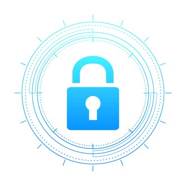 Siber güvenlik teknolojisi konsepti, devre kartında anahtar deliği simgesi olan kalkan, kişisel veri , 