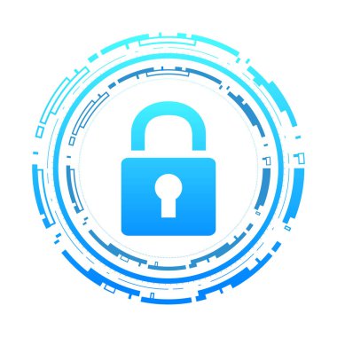 Siber güvenlik teknolojisi konsepti, devre kartında anahtar deliği simgesi olan kalkan, kişisel veri , 