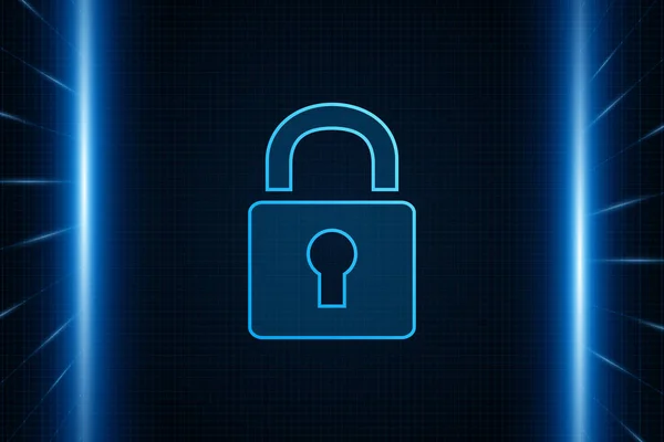 Konsep Teknologi Keamanan Cyber Shield Dengan Ikon Lubang Kunci Papan - Stok Vektor