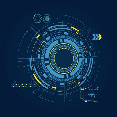 Bilim kurgu fütüristik kullanıcı arayüzü, HUD, Teknoloji soyut arkaplan, Vektör illüstrasyonu.