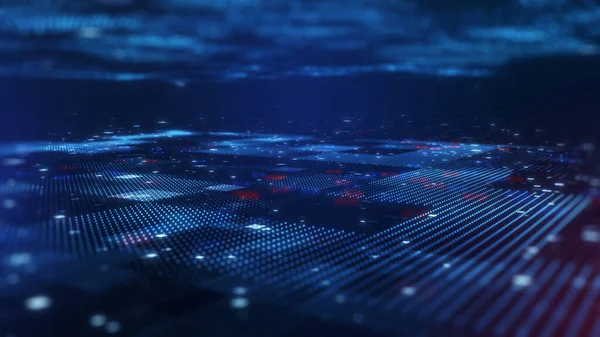 koyu mavi dijital veri ağı bağlantıları kavramı, finansman teknolojisi soyut arkaplan