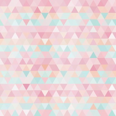 Pastel renkli üçgenlerden yapılmış bir arka plan. Geometrik şekilli kare bileşim. Eps 10