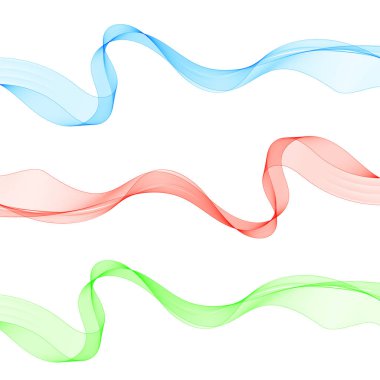 Bir dizi renk dalgası. kırmızı, mavi, yeşil, sarı soyut vektör çizgileri